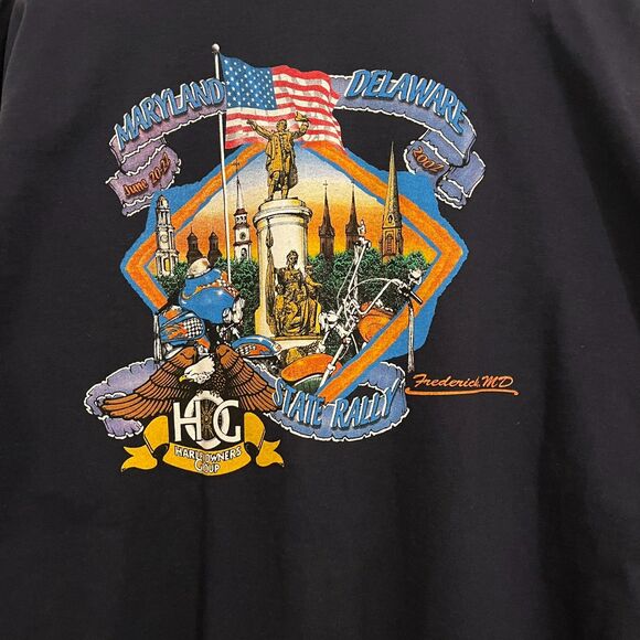 Vintage 2002 Harley H.O.G. State Rally Tee | MD/DE Event Shirt Henley | Size L - Picture 6 of 6